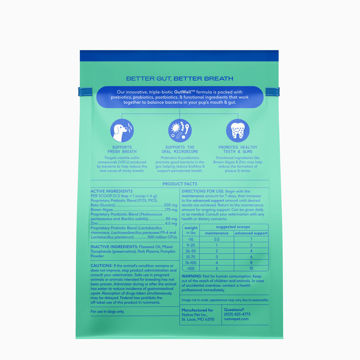 Native Pet Clean Breath for Dogs - Back of Package