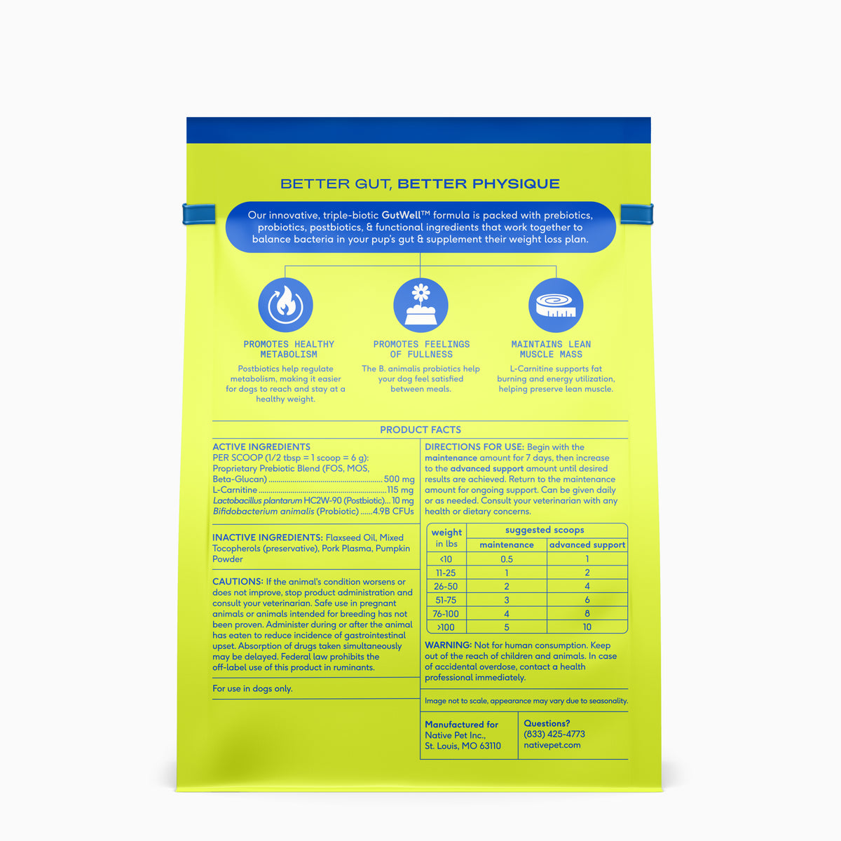 Native Pet Trim Down for Dogs - Back of Package