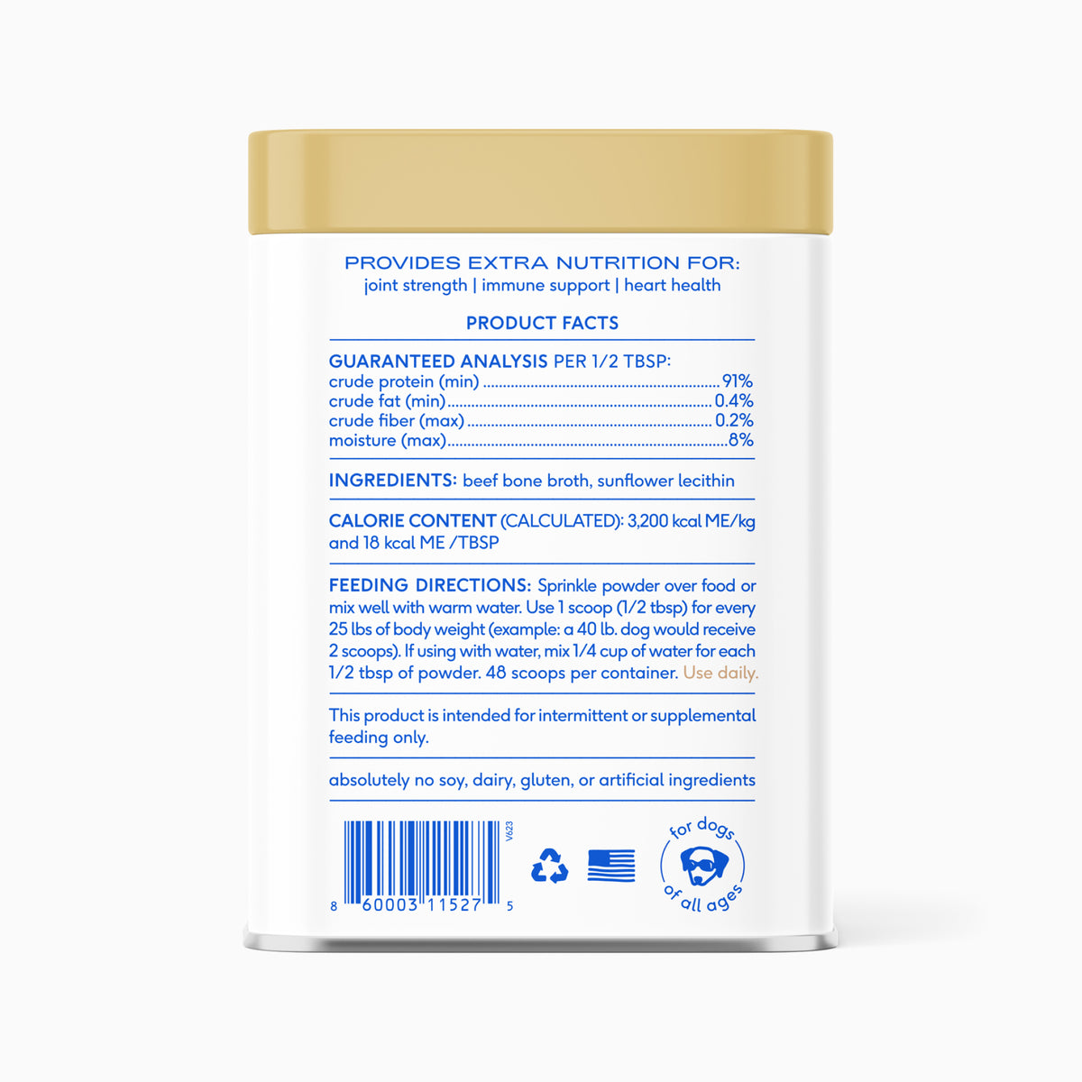 Native Pet Beef Bone Broth for Dogs - Back of Package