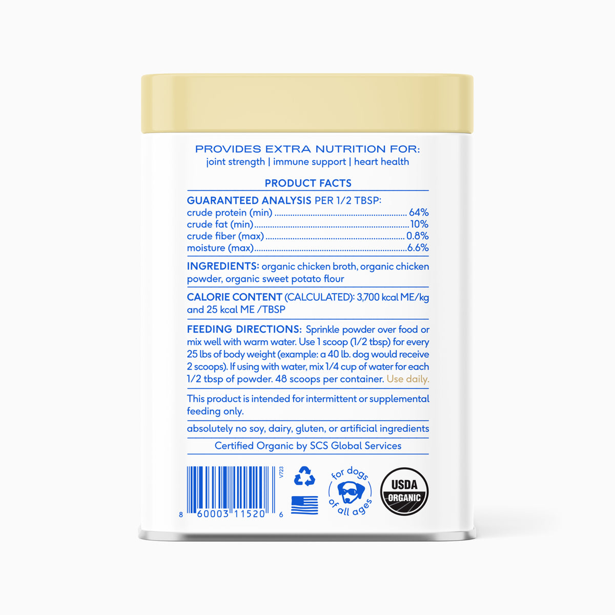 Native Pet Chicken Bone Broth for Dogs - Back of Package