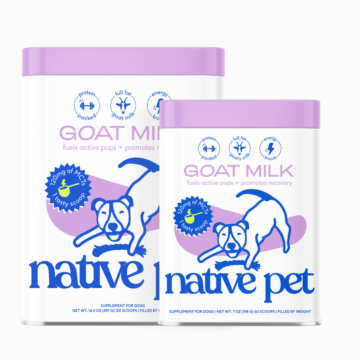 Native Pet Goat Milk for Dogs - Product Sizes