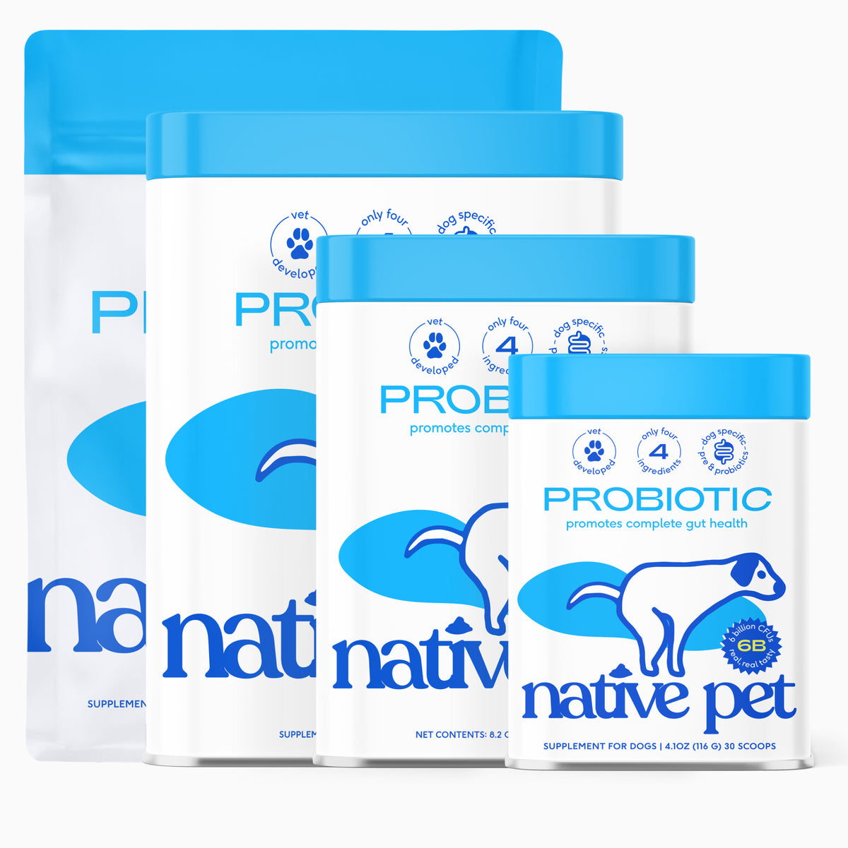 Native Pet Probiotic for Dogs - Product Sizes