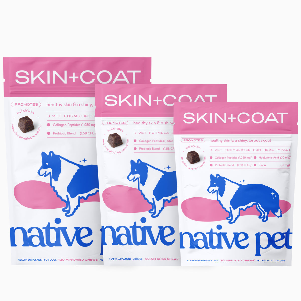 Native Pet Skin+Coat Chews for Dogs - Product Sizes